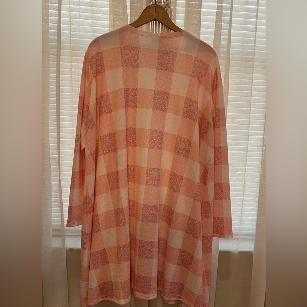 Lularoe Pink Off White Plaid Caroline Cardigan XL - Picture 2 of 7
